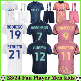4xl 23 24 Bamford James Llorente Rodrigo Leeds Unites Soccer Jerseys 2023 2024 Adams Aaronson Harrison Sinisterra Kit Football Shirt Fan Player Kids