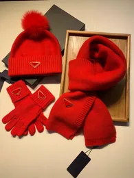 Conjunto de luvas de gorro cachecol de designer chapéu bonés de malha homens mulheres cachecóis de esqui unissex inverno moda ao ar livre conjuntos quentes