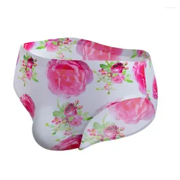 Underpants Men's Floral Printing Sexy Panties Bikini Breathable Ice Silk Briefs Comfortable Underwear Elastic Seamless Sissy Lingerie