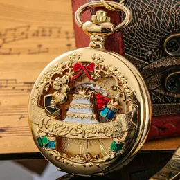 Pocket Watches Luxury Gold Music Watch Happy Birthday Musical Movement Pendant Clock Hand Crank Spela Roman Num Ratten