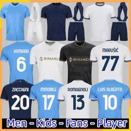 23 24 Lazio Immobile Fußballtrikots Maglie 2023 IMMOBILE LUIS BASTOS SERGEJ BADELJ LUCAS J.CORREA ZACCAGNI MARUSIC Männer Kinder Kit Fußballtrikots 10. Jahrestag