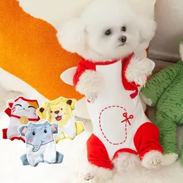 Одежда для собак, осенне-зимняя одежда для домашних животных, защищающая желудок, милый комбинезон, маленькая пижама среднего размера с мультяшным рисунком