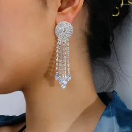 Orecchini pendenti XSBODY Moda Cerchio rotondo Gioielli con strass per le donne Accessori da sposa con nappa zircone goccia d'acqua da sposa