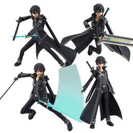 Trajes de mascote 14cm anime figura de jogo anime japonês espada arte on-line kirito pode mudar rosto batalha terno em pé modelo bonecas brinquedo pvc