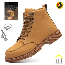 Stövlar Senaste design Winter Plush Safety Boots Men Watertof Steel Toe Oförstörbara skor Anti krossande punktering Proof Male Footwear 231012