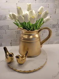 Декоративные цветы 10 шт. тюльпаны искусственный цветок белый PU Real Touch для украшения дома искусственный букет садовый декор