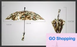 Simple Camouflage Umbrella Survival 98k Long Handle Umbrellas Semiautomatic Folding Sunscreen Fishing Hiking Umbrella Gun Handle Umbrellas