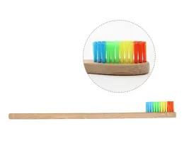 Spazzolino da denti in bambù con testa colorata Ambiente all'ingrosso Spazzolino da denti in bambù arcobaleno in legno Igiene orale con setole morbide con scatola libera la nave Semplice