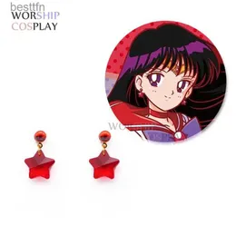 Theme Costume Sailor Mars Hino Rei Cosplay Earrings Tiara Red Ear d Cosplay Accesseries Cos Prop For pierced earsL231013