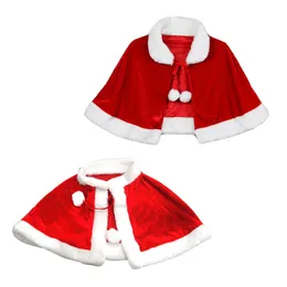 Xales inverno vermelho veludo capa manto natal feminino menina xale trajes de festa vestido decoração papai noel traje moda 231012