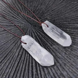 Pendant Necklaces Natural White Rock Crystal Druzy Necklace Unpolished Irregular Hexagonal Column Mineral Quartz Raw Stone Jewelry