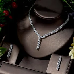 Halsband örhängen set hibride underbara kvinnor bröllop bli förlovade 2 st cz och hög kvalitet juego de joyas para mujer n-1390