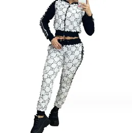 Nowe kobiety projektantki Dwie 2 -częściowy zestaw sportu Modne spodnie z długim rękawem stroje najlepsze spodnie do jogging