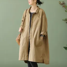 معاطف الخندق النسائية معطف طويل معطف الخريف بالإضافة إلى حجم الملابس الخارجية الأنيقة على النمط الكوري الأنيق Cardigan Overcoat Girl Fall 2023