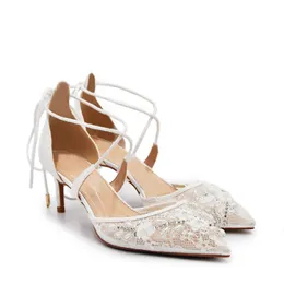 드레스 슈즈 Topqueen Straphy High Heeled Summer Wedding Bride Shoes White Dames Schoenen Women 's Gril 드레스 꽃 매뉴얼 A03 231012