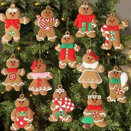 Decorazioni natalizie 12 pezzi Ornamenti di omini di pan di zenzero per albero di Natale Figurine di plastica assortite Ornamenti per decorazioni pendenti per albero di Natale 231013