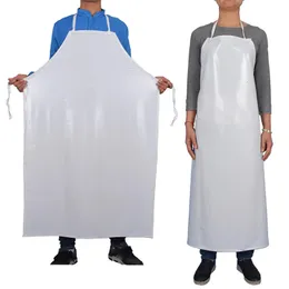 Aprons 1Pcs thickened white apron restaurant barbecue waterproof and oil-proof PVC apron men and women kitchen baking cooking apron 231013