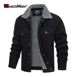 Giacche da uomo Magcomsen giacche di velluto da uomo maschile Vintage Sherpa Fleece Windbrekaer Spesso cappotti invernali caldi Giacca di jeans casual 231012