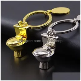 Key Rings Mini Toilet Metal Key Ring Closestool Car Keychain Holders Bag Hanging Fashion Jewelry Jewelry Dhoku