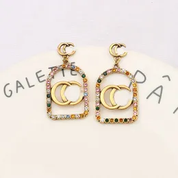 Designer örhänge varumärke färgad diamant vintage dingle örhängen kvinnor smycken tillbehör bröllop fest gåva