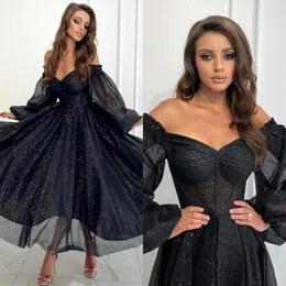 Lindo vestido de baile preto, linha com glitter, ombro de fora, comprimento do tornozelo, formal, longo, ocasião especial, vestido de festa