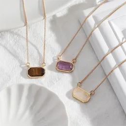 Pendant Necklaces MOPAI Delicate Multicolor Octagon Natural Stone For Women Gold Color Alloy Link Chains 2023 Trendy Jewelry