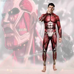 Tema kostym unisex långärmad mager jumpsuits attack på titan anime cosplay kommer mode 3d tryck vuxen elastisk zentai passar bodysuits t231013