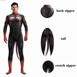 Kostium motywu Halloween karnawałowy kombinezon wchodzi cała kotka zwierzęta z ogonem Zentai Suit Bodysuit Cosplay Fitness Strój odzieży T231013