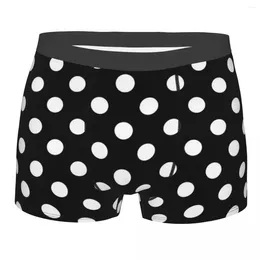 Cuecas clássicas bolinhas brancas em cuecas boxer do homem negro altamente respirável de alta qualidade impressão shorts presentes de aniversário