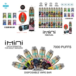 100% новинка, горячая распродажа, подлинные Imini 7000 Puffs, одноразовая ручка для вейпа, аккумулятор 850 мАч, 20 вкусов, дешевый вейп