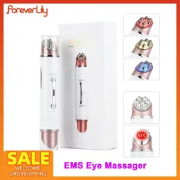 Dispositivos de cuidados faciais Mini EMS Eye Skin Firm Apertando Máquina ION Heat Eye Lifting Massager Anti Rugas LED Pon Rejuvenescimento Beauty Pen 231012