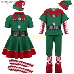 موضوع الزي 2022 Green Elf Girls Come Come Festival Santa Clause for Girls New Year Chilren Clothing Fant Dress Xmas Party Dress T231013