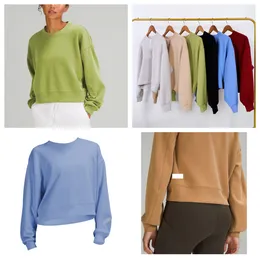 LU-467 Sweatshirts, Yoga-Kleidung, perfekt übergroße Herbst-Damenmode, Kapuzenpullover, Sport-Rundhalsausschnitt, lange Ärmel, lässiges, lockeres Oberteil