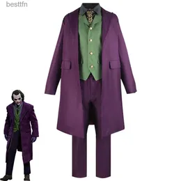 Tema kostymfilm Heath Ledger Cosplay Come Dark Knight Uniform Purple Suits Christmas Halloween COS COMEL231013