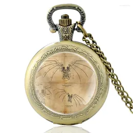 Relógios de bolso clássico steampunk asas design bronze cor vintage quartzo assistir estilo punk masculino homem pingente colar horas de relógio presentes