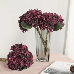 장식용 꽃 인공 전체 수국 DIY 가짜 꽃 실크 재사용 가능한 가짜 꽃 식물 신부 웨딩 분재 사무실 데스크톱 장식