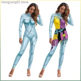 Thema Kostüm Sally Weihnachten Frauen Sexy Schlank Overall Catsuit Cosplay Kommt Zentai Halloween Party Body T231013