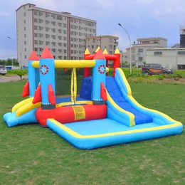 Rocket Inflable Castle Bounce House com Bounter Bounter Kids With Slides Slide Wall Salting Ball Ball Pit Space Space Space para crianças brinquedos de presente de festa de aniversário