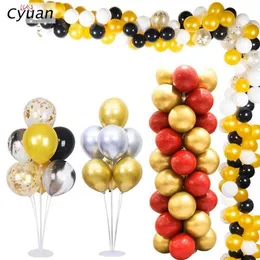 Party Decoration Cyuan 7 Tubes Ballongs Holder Column Stand Clear Plastic Balloon Födelsedagsdekorationer Kids Wedding Garlands227s