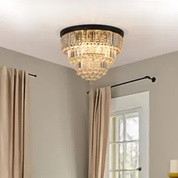 Schwarze Luxus-Kristalllampe im modernen Stil, große Deckenleuchter, für Esszimmer, Wohnzimmer und Schlafzimmer