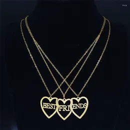 Pendant Necklaces 3PCS Stainless Steel Friends Necklace Women Gold Color Chain Jewelry Colares Feminino N769S07