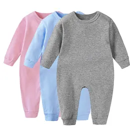 Rompers Soft Cotton Born Baby Full Sleeve Infant Boy Girl Girl Solid Color Jumpsuit Basic Clothing Pyjamas Outfits 231013