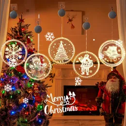 Christmas Decorations 2024 Christmas Lamp Window Hanging Lamp Xmas Decor Lamp Shop Window Room Decoration LED Sucker Light Color Lamprop Ornaments 231013