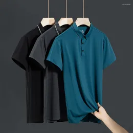 Erkek Polos Yaz Tişörtleri Erkekler için POLO SHIRS iş kıyafetleri düz renkli ince serin ince fit üstleri kısa kollu
