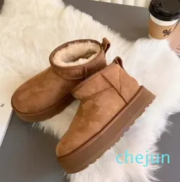 Damen Winter Ultra Mini Stiefel für Herren Echtleder Warm Knöchel Pelz Booties Luxuriöser Schuh