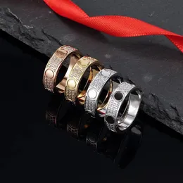 liefde schroefring designer armband luxe sieraden damesring klassiek 6 mm titanium staal gelegeerd goud plating proces kleur goud silv231D