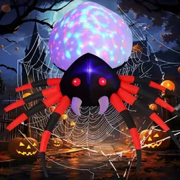 Decoração externa de aranha inflável de Halloween com 8,5 pés de largura com luz mágica, infláveis de quintal inflável para decoração de gramado de jardim ao ar livre