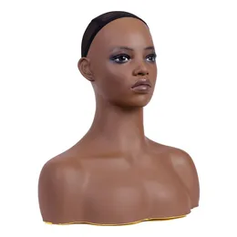 Magazzino USA Nave libera Nuova bambola nera africana acconciatura Pratica testa di manichino Testa modello Display Parrucca Display per gioielli