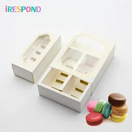 Gift Wrap 50PCS Drawer Macaron Box Plastic Clear Window White Paper Packing Cake Packaging Pastry Dessert Storage