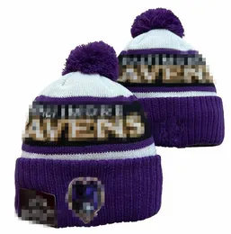 Hommes tricotés à revers Pom Ravens bonnets Atlanta chapeaux Sport tricot chapeau rayé ligne de touche laine chaude Baseball bonnets casquette pour femmes a6